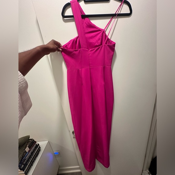 Aidan Mattox Pink Asymmetrical One-Shoulder Bodycon Gown - Picture 5 of 6